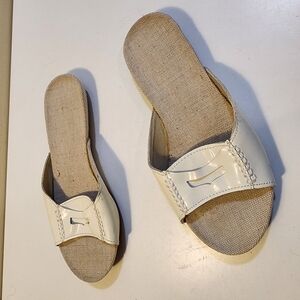 LAND'S END White Slide Sandals Size 6